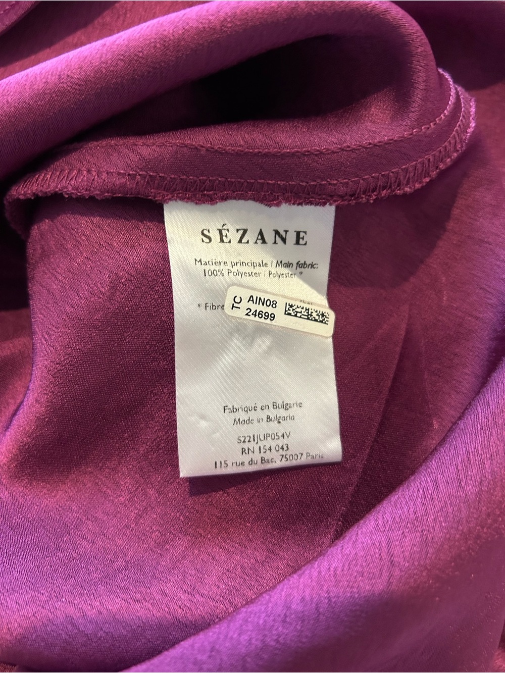 Sézane Silk A-Line Midi Skirt in Deep Magenta - Picture 8 of 9